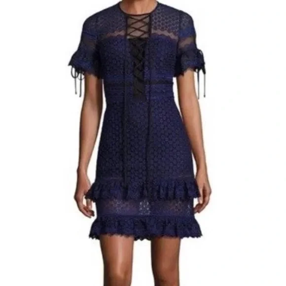 Parker Dresses | Parker Black And Blue Lace Dress | Color: Black/Blue | Size: Xs | Elij7676's Closet